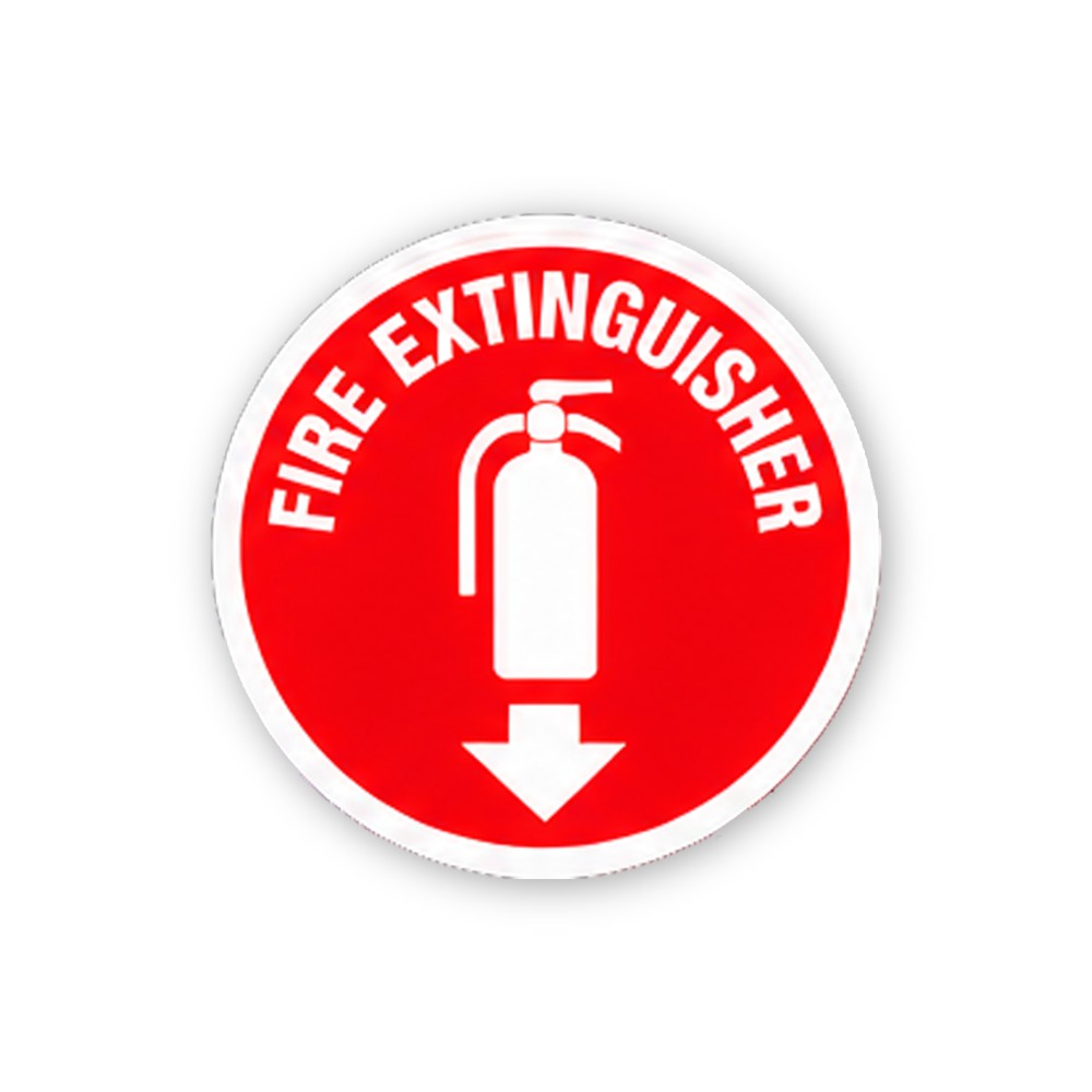 Red Extinguisher Down Arrow Circle Vinyl Decal Stickers