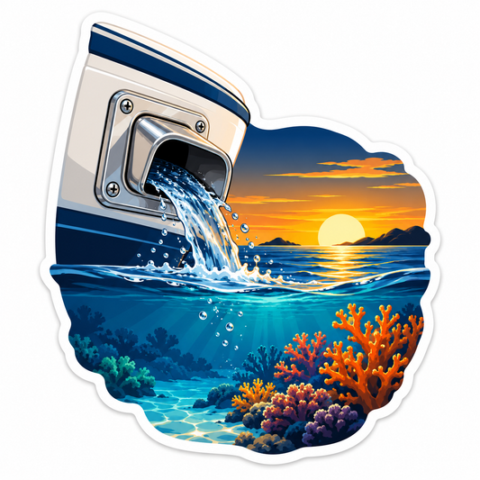Boat Drain Ocean Sunrise Coral Art Vinyl Decal Stickers
