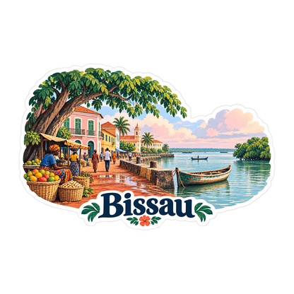 Bissau Waterfront Fruit Market Art Vinyl Decal Stickers