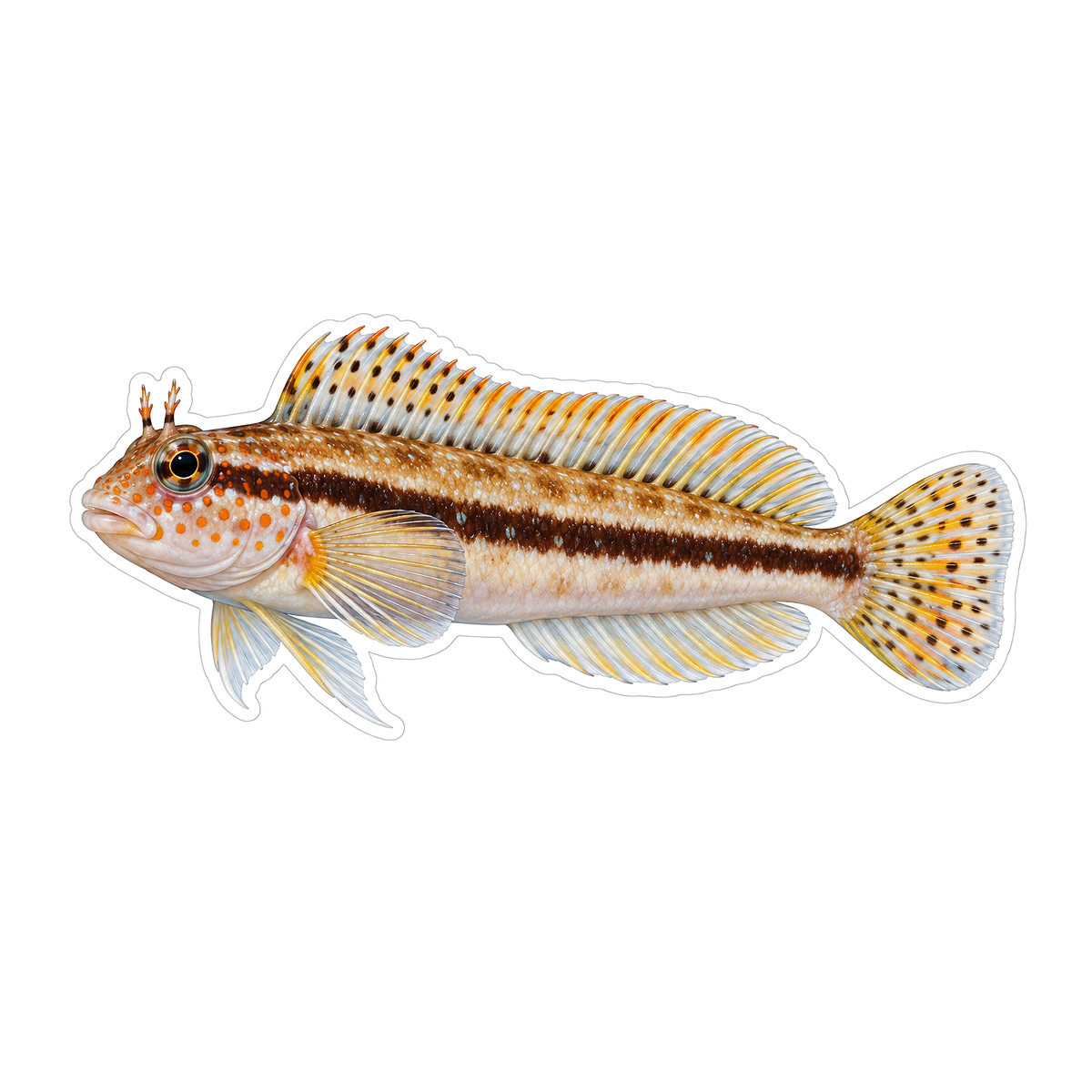 Cream Fish with Long Brown Side Stripe Vinyl Decal Stickers