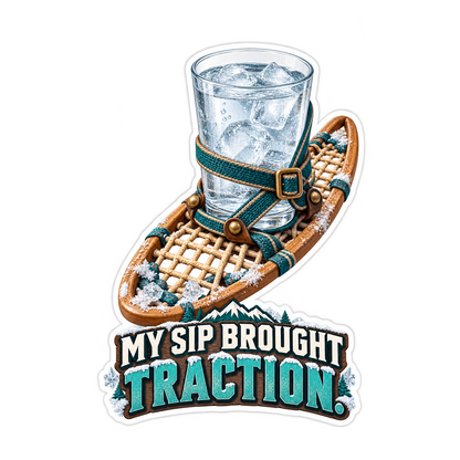 Water Glass Strapped to a Snowshoe Vinyl Decal Stickers