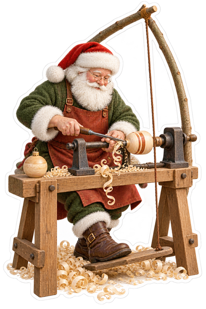 Santa Turning Wooden Ornament Art Vinyl Decal Stickers