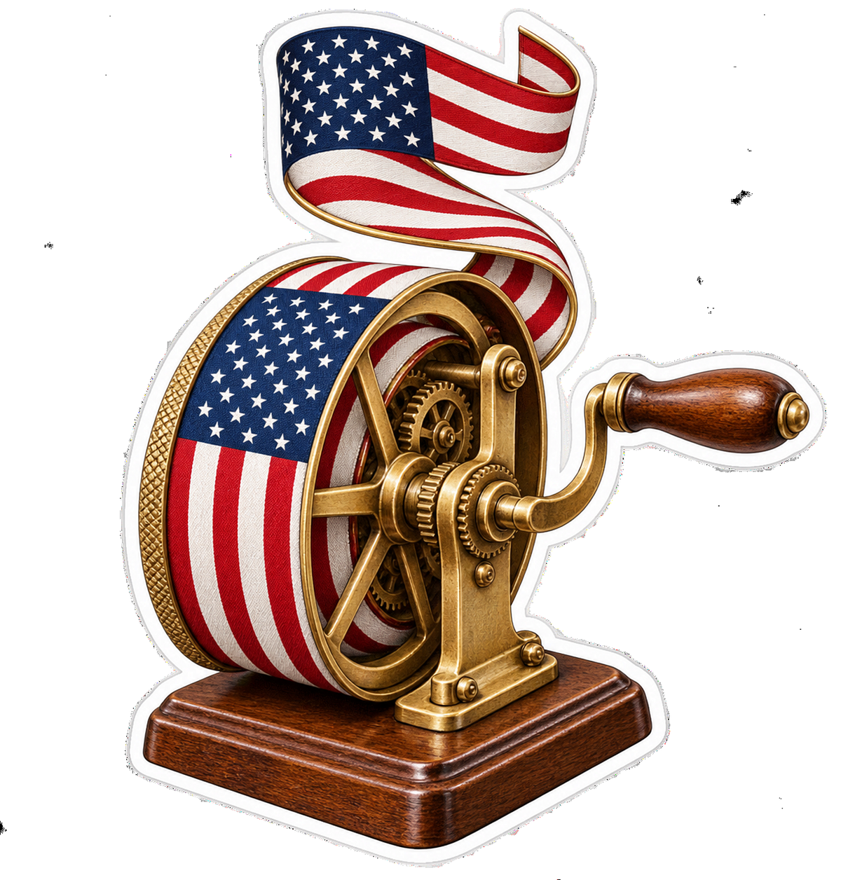 American Flag Hand Crank Map Wheel Art Vinyl Decal Stickers