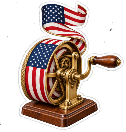 American Flag Hand Crank Map Wheel Art Vinyl Decal Stickers