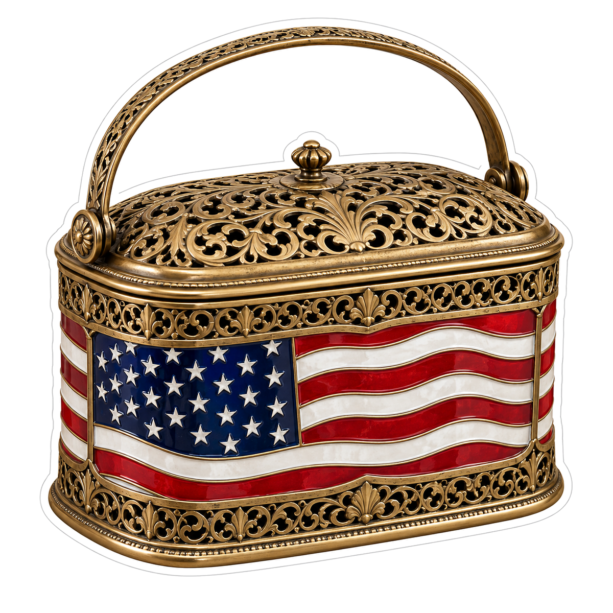 American Flag Ornate Foot Warmer Art Vinyl Decal Stickers