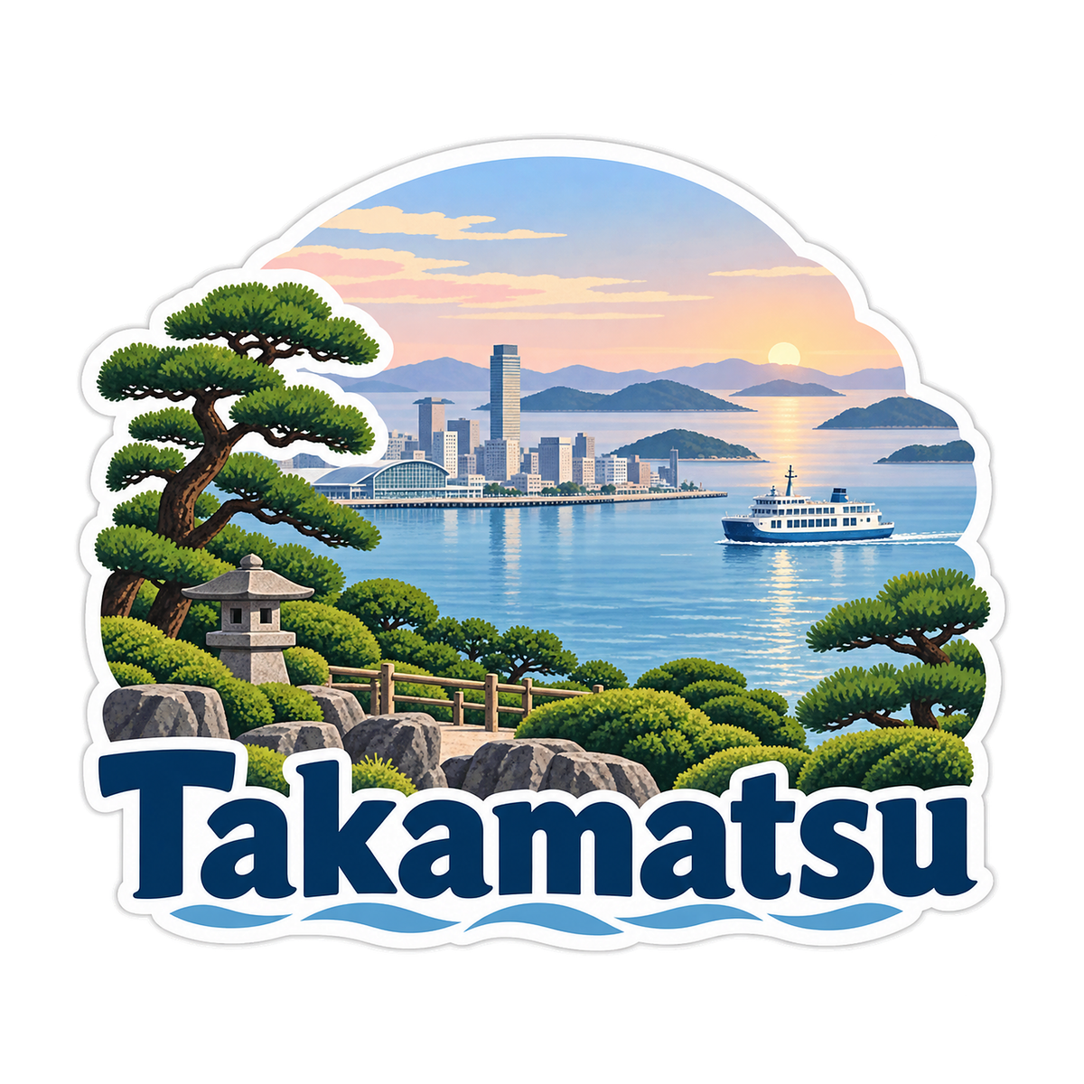 Takamatsu Blue Waterfront Art Vinyl Decal Stickers