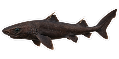 Dark Brown Black Dogfish Illustration Vinyl Decal Stickers