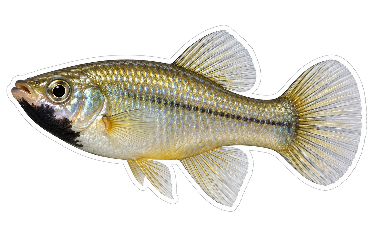 Gold Blackchin Fish with Rounded Tail Vinyl Decal Stickers