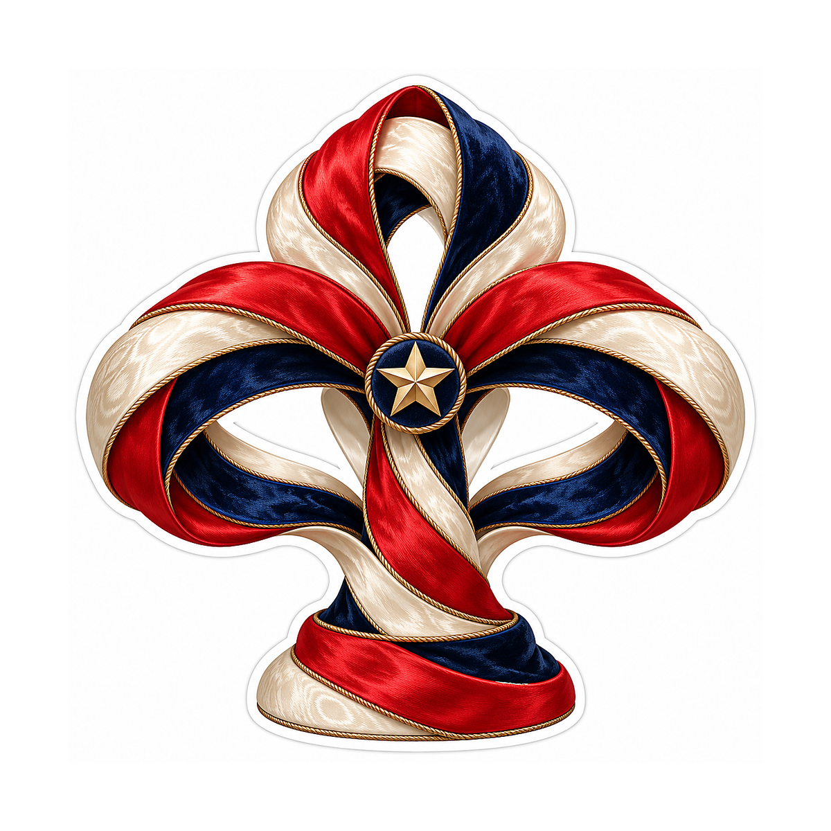 Red White Blue Ribbon Fleur Ornament Vinyl Decal Stickers