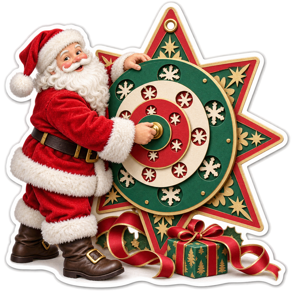 Santa with Colorful Star Dial Art Vinyl Decal Stickers