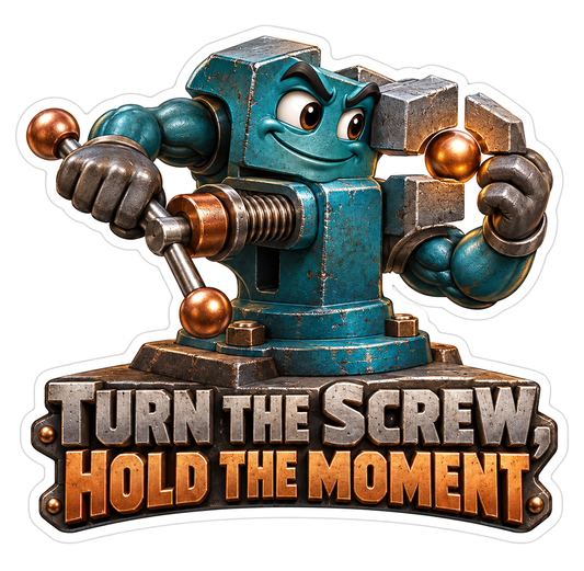 Teal Bench Vise Mascot Turning Copper Handle Vinyl Decal Stickers