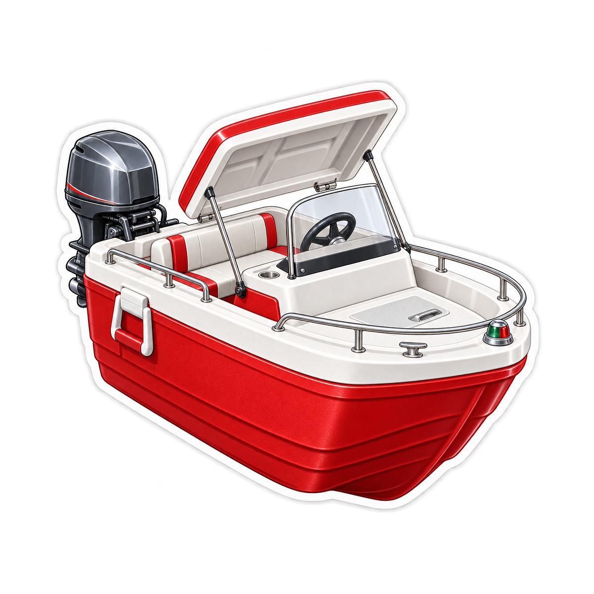Red White Picnic Box Fishing Boat Vinyl Decal Stickers