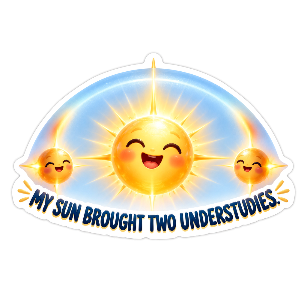 Three Smiling Golden Suns Rainbow Arc Art Vinyl Decal Stickers