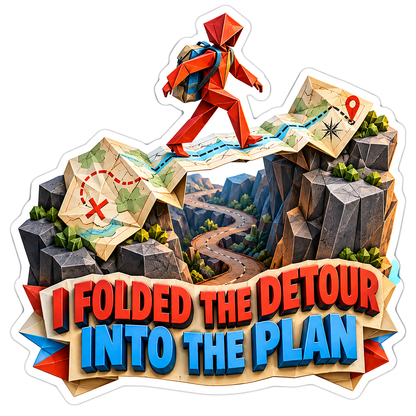 Folded Paper Hiker on Mountain Map Vinyl Decal Stickers