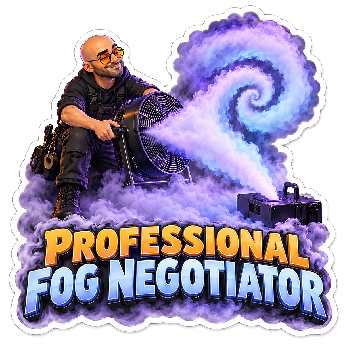 Stage Worker Shaping Purple Fog Swirl Vinyl Decal Stickers