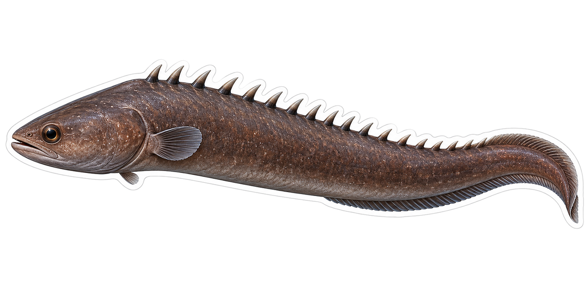 Long Brown Eel Shaped Fish with Short Spines Vinyl Decal Stickers