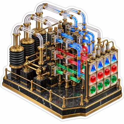 Gold Tube Network With Colored Shapes Art Vinyl Decal Stickers