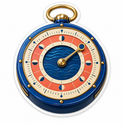 Navy Gold Moon Dial with Blue Wave Details Vinyl Decal Stickers