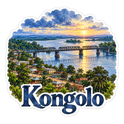 Kongolo River Bridge Sunset Travel Art Vinyl Decal Stickers