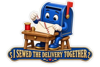 Blue Mailbox Sewing White Envelope Art Vinyl Decal Stickers