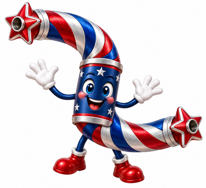 Red White Blue Curved Twin Nozzle Figure Art Vinyl Decal Stickers