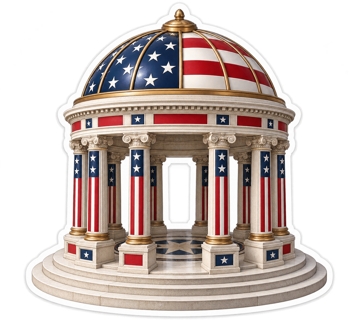 US Flag Columned Rotunda Art Vinyl Decal Stickers