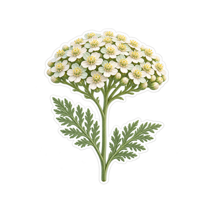 White Yarrow Flower Cluster Art Vinyl Decal Stickers