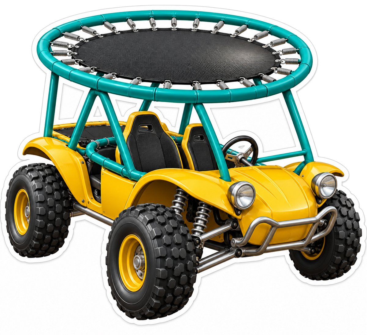 Yellow Trampoline Roof Dune Buggy Art Vinyl Decal Stickers