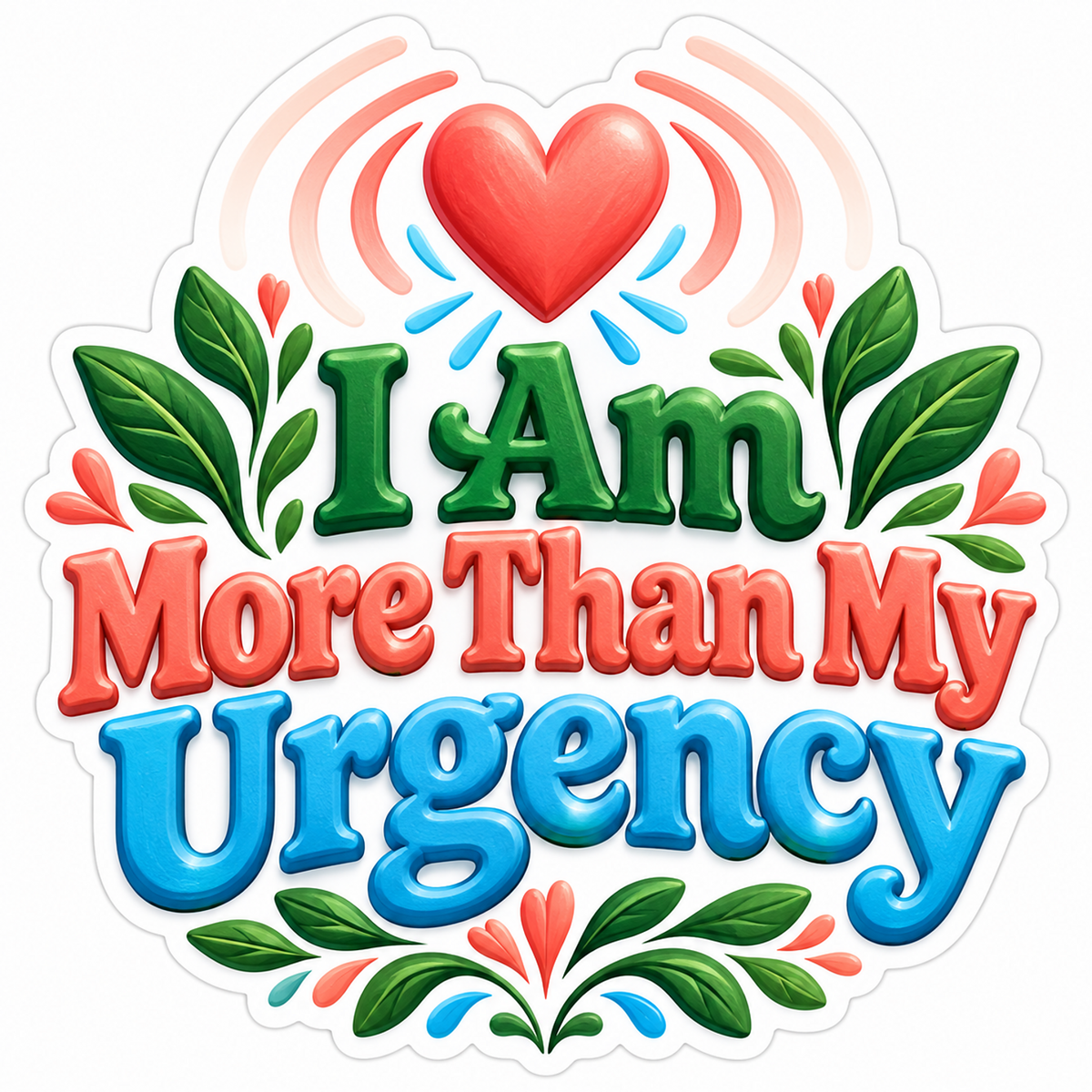 I Am More Than My Urgency Heart Quote Vinyl Decal Stickers