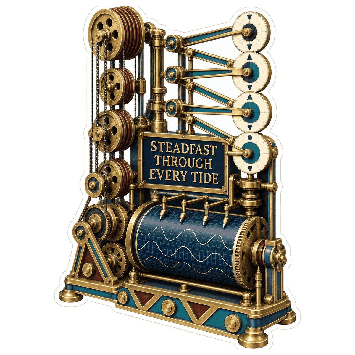 Brass Pulley Wave Chart Faith Art Vinyl Decal Stickers