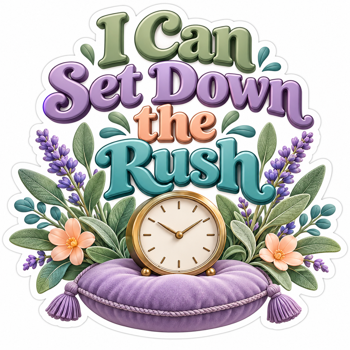 Floral Clock Set Down the Rush Quote Art Vinyl Decal Stickers