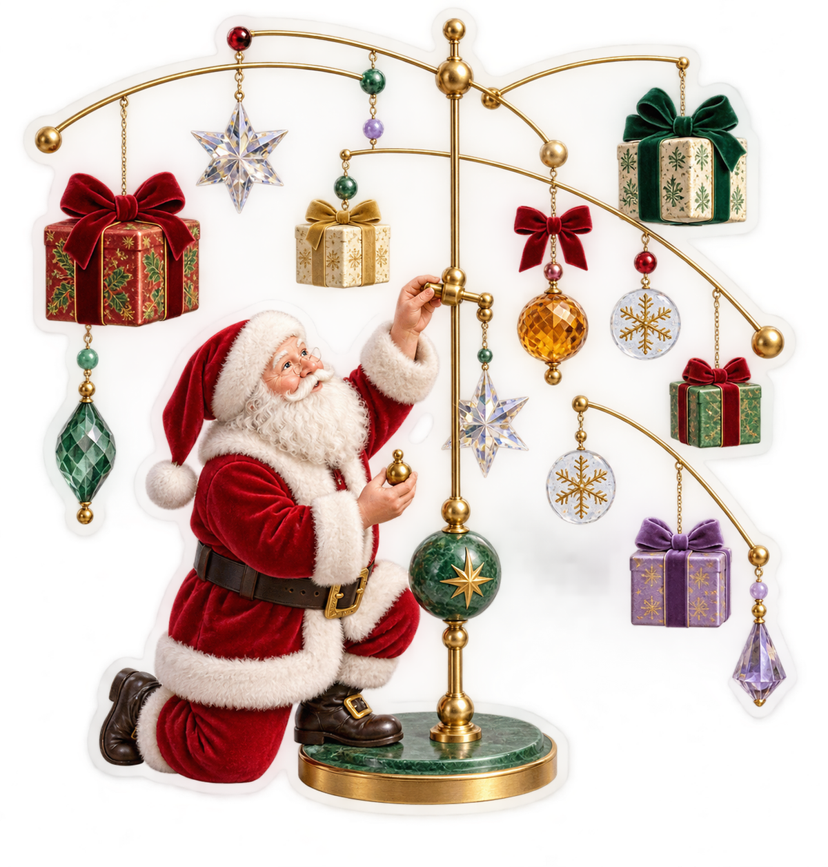 Santa Balancing Hanging Gifts and Stars Art Vinyl Decal Stickers