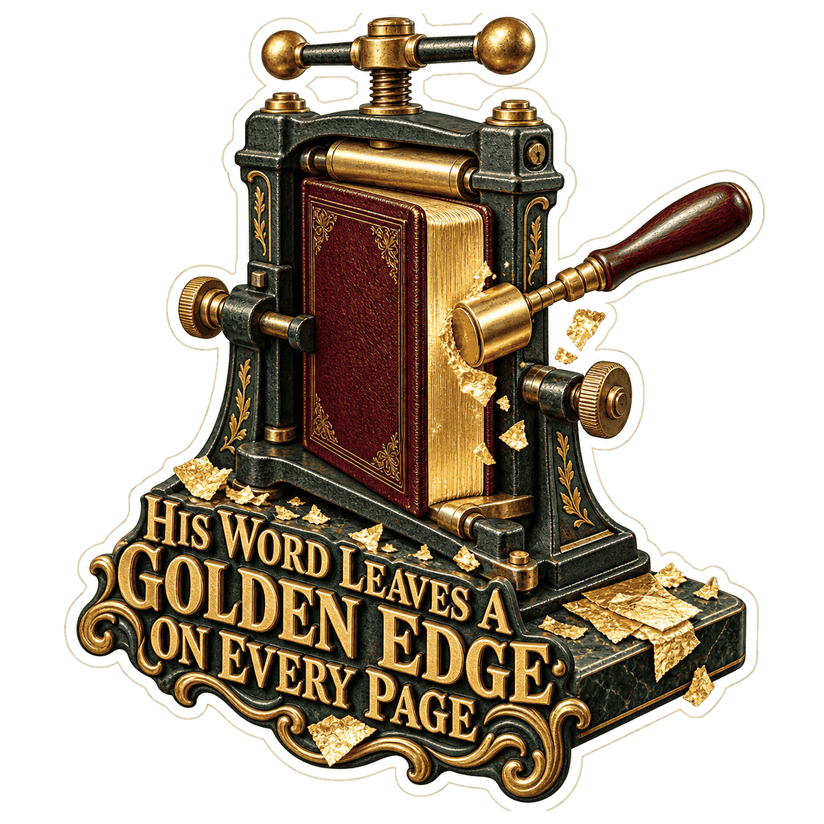 Faith Green Press Gilding Burgundy Book Art Vinyl Decal Stickers