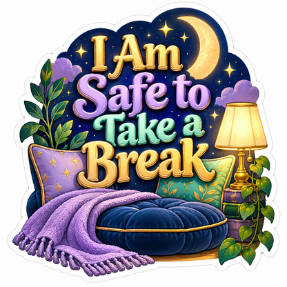 Take a Break Moonlit Cushion and Lamp Vinyl Decal Stickers