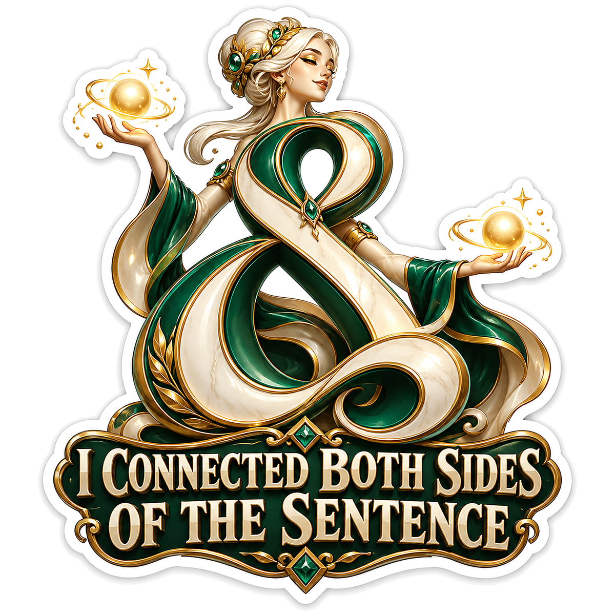 Green and Gold Woman with Ampersand Ribbon Vinyl Decal Stickers