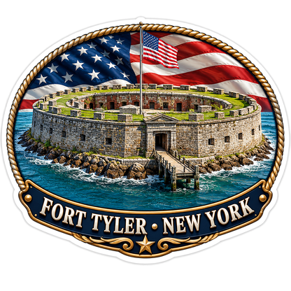 Fort Tyler New York American Flag Scene Vinyl Decal Stickers