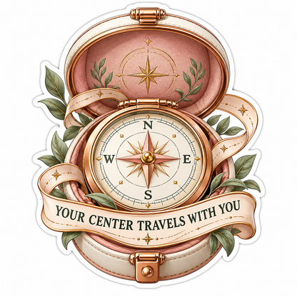 Your Center Travels with You Rose Gold Compass Vinyl Decal Stickers