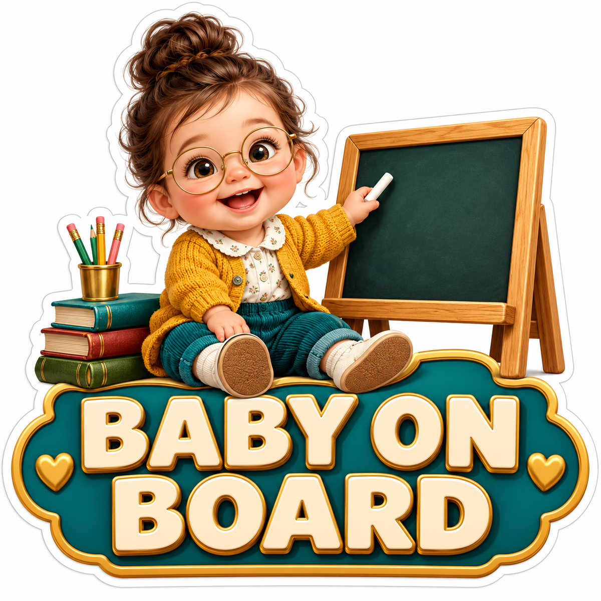 Baby on Board Teacher with Chalkboard Art Vinyl Decal Stickers