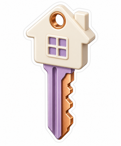 Cream House Topped Purple and Gold Key Art Vinyl Decal Stickers
