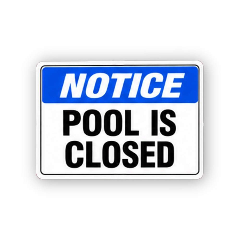 Blue Pool Is Closed Text Panel Vinyl Decal Stickers