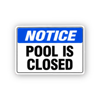 Blue Pool Is Closed Text Panel Vinyl Decal Stickers
