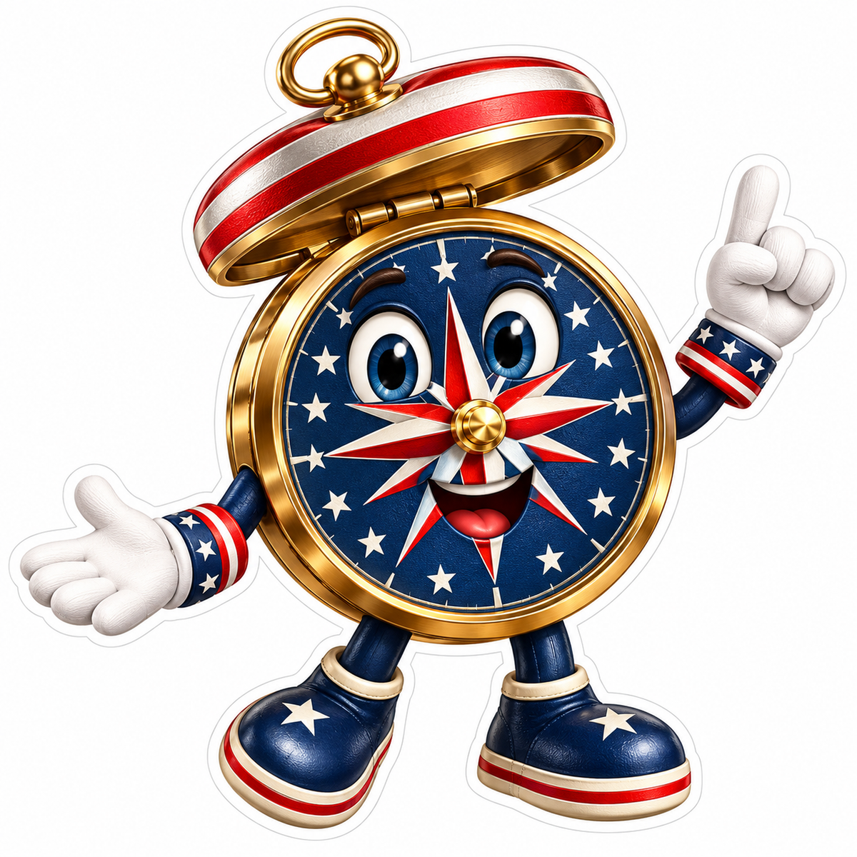Smiling Patriotic Compass Character Art Vinyl Decal Stickers