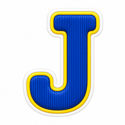 Blue Ribbed Yellow Border Letter J Art Vinyl Decal Stickers