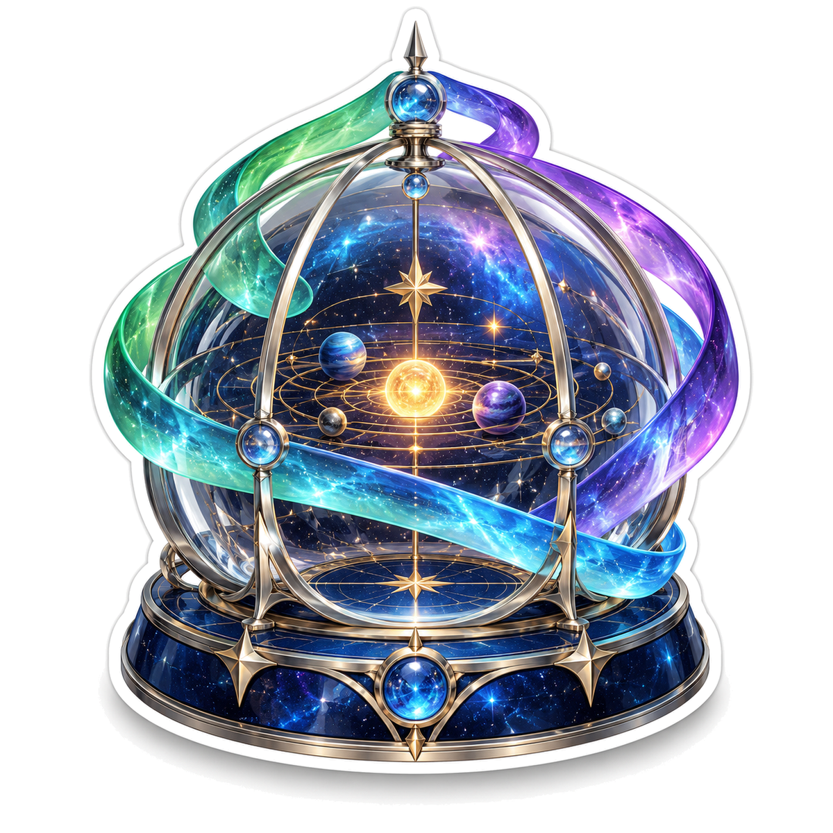 Aurora Ribbons around Starry Dome Planetarium Vinyl Decal Stickers