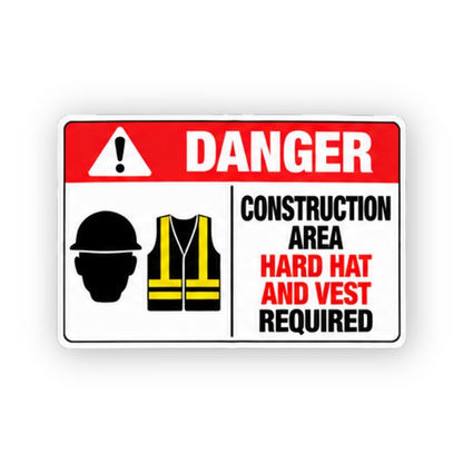 Red Danger Construction Hard Hat Vest Panel Vinyl Decal Stickers