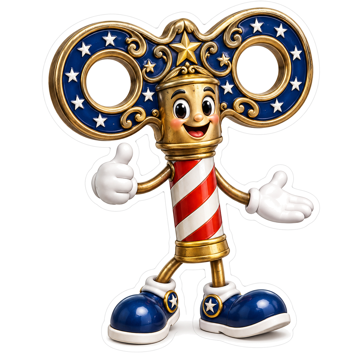 Patriotic Gold Clock Key Mascot Art Vinyl Decal Stickers