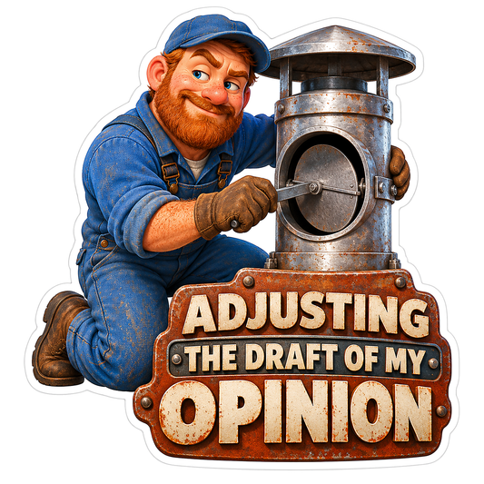 Bearded Worker Adjusting Cylindrical Vent Vinyl Decal Stickers