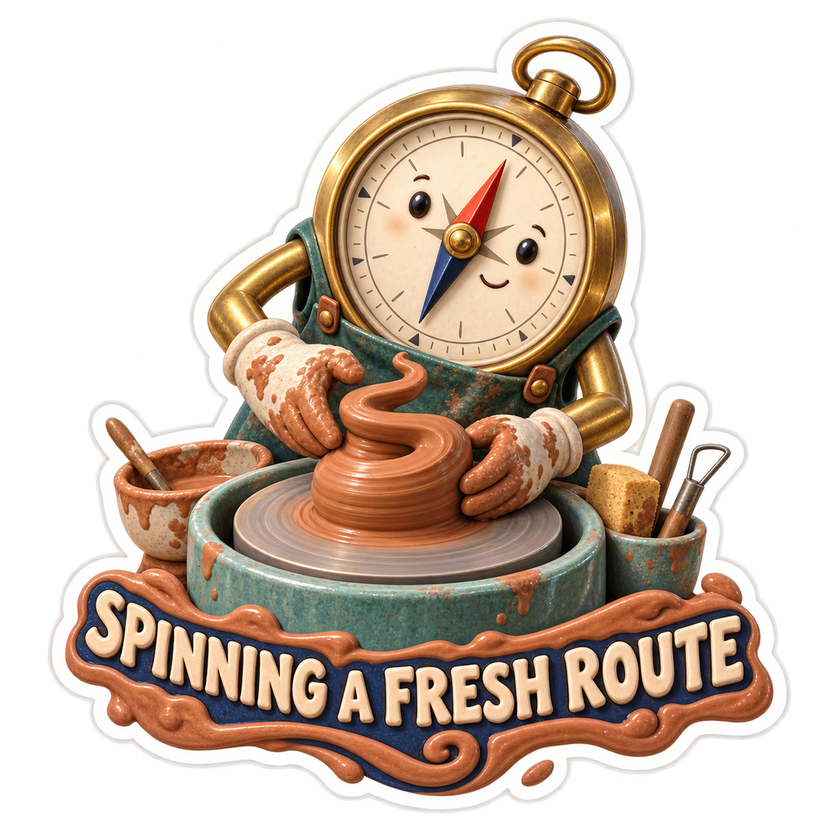 Compass Character Shaping Clay Art Vinyl Decal Stickers