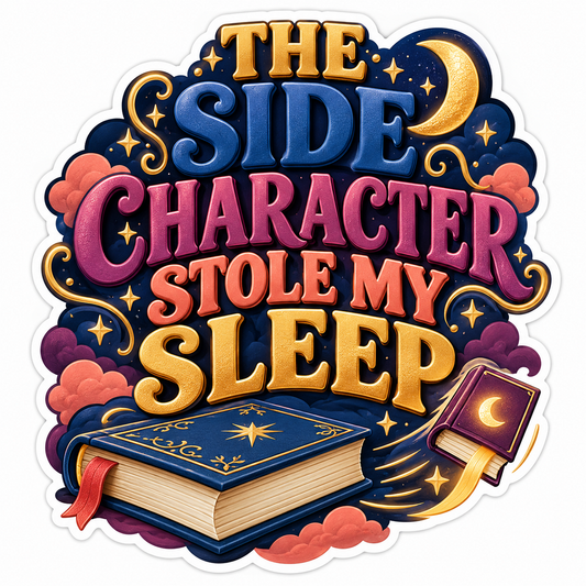 Side Character Stole My Sleep Moon Book Art Vinyl Decal Stickers