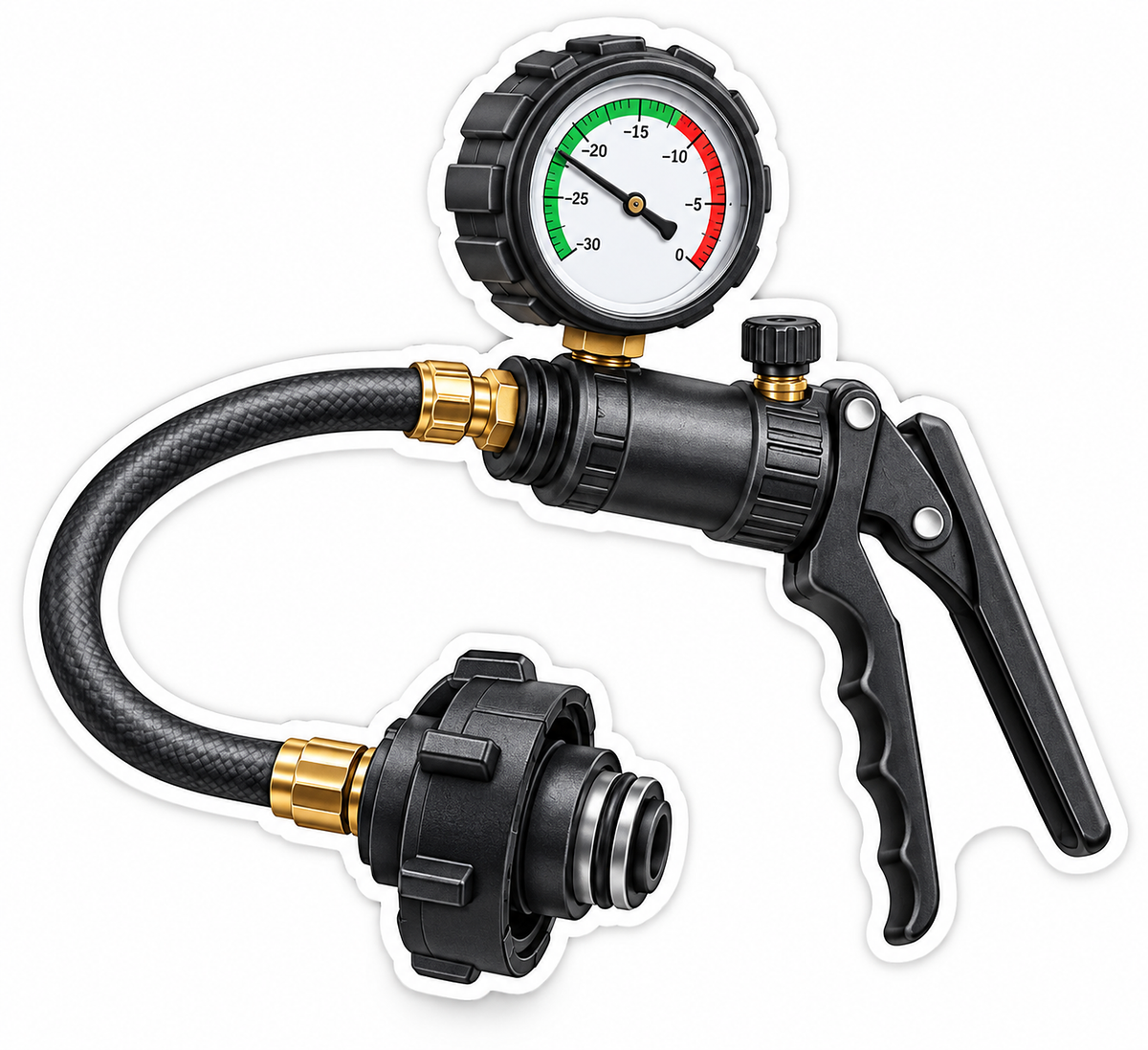 Black Trigger Tool with Hose and Round Gauge Vinyl Decal Stickers